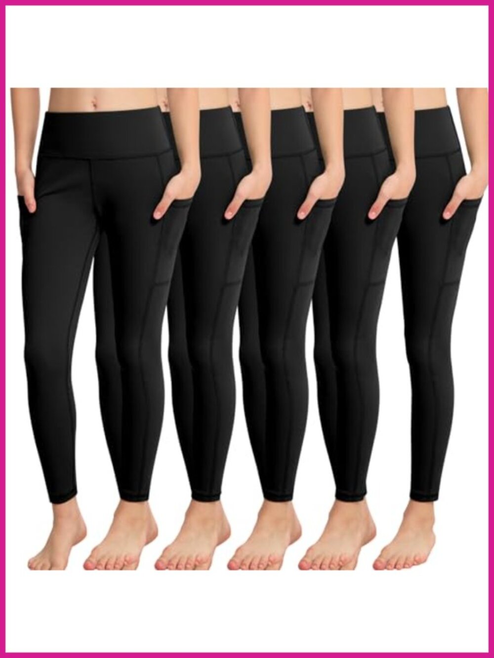 Girls Athletic Leggings with Pockets 5 Pack Stretch Yoga Dance Running Pants